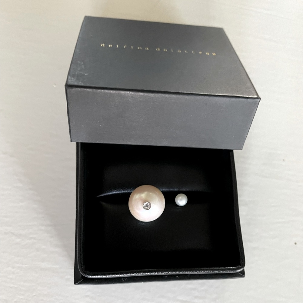Delfina Delettrez White Gold Ring with Pearls and white Diamond. New In Box!